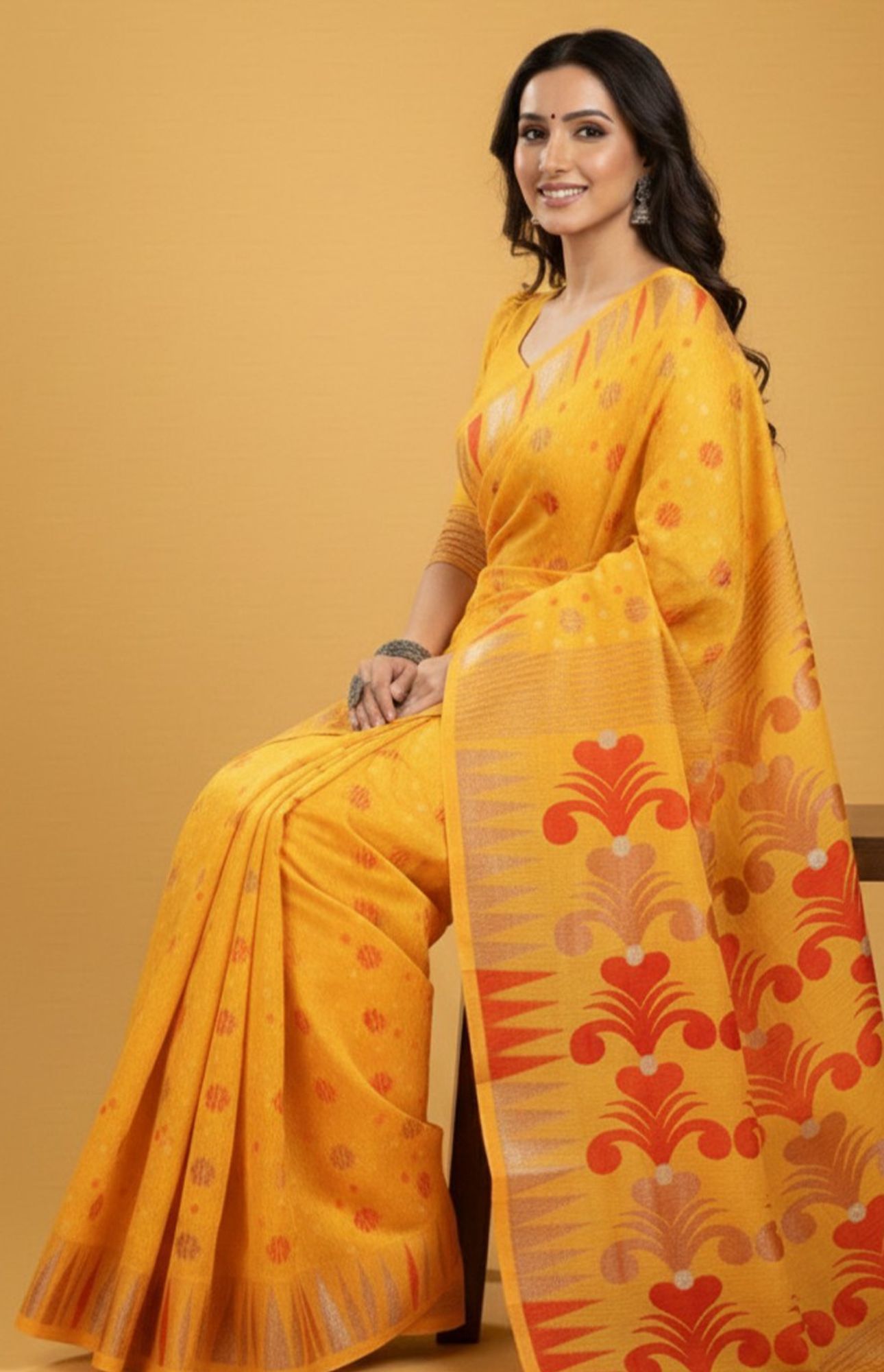 Ethnic Motifs Handloom Jamdani Saree in Germany