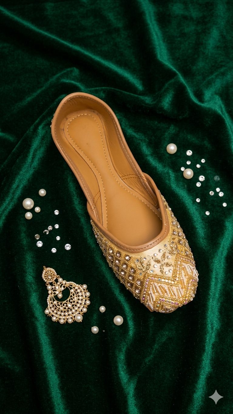 Yellow Zardosi Work Hand Embroidered Jutti in Germany