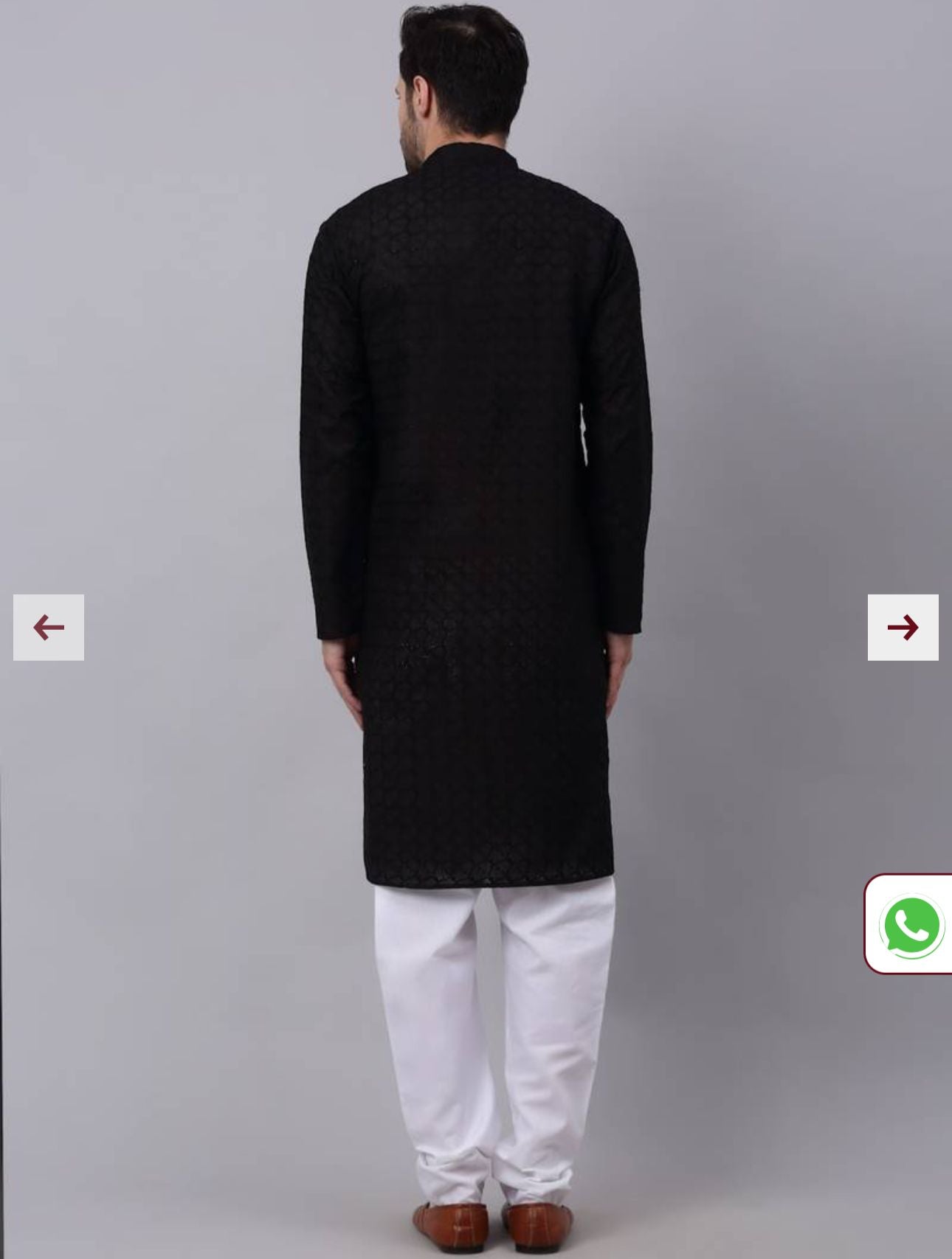 Men Black Chikankari Cotton Kurta Set in Germany