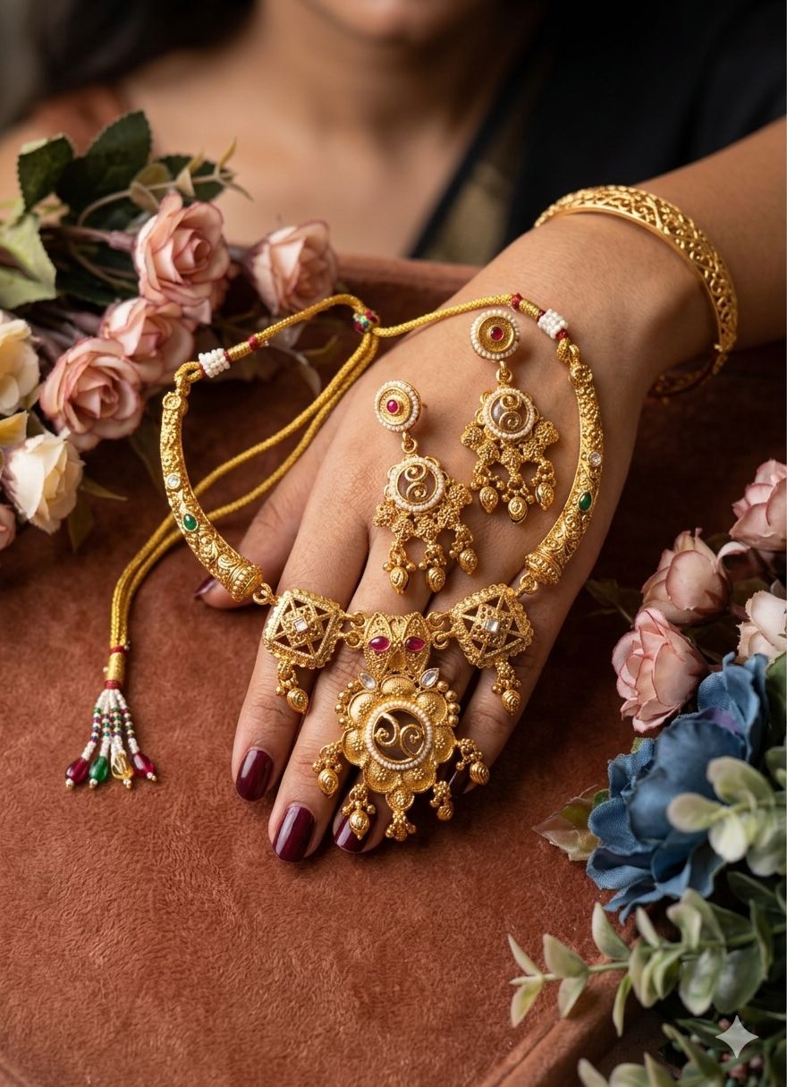 Traditional Antique Gold Plated Choker Jewelry Set for Women in Germany