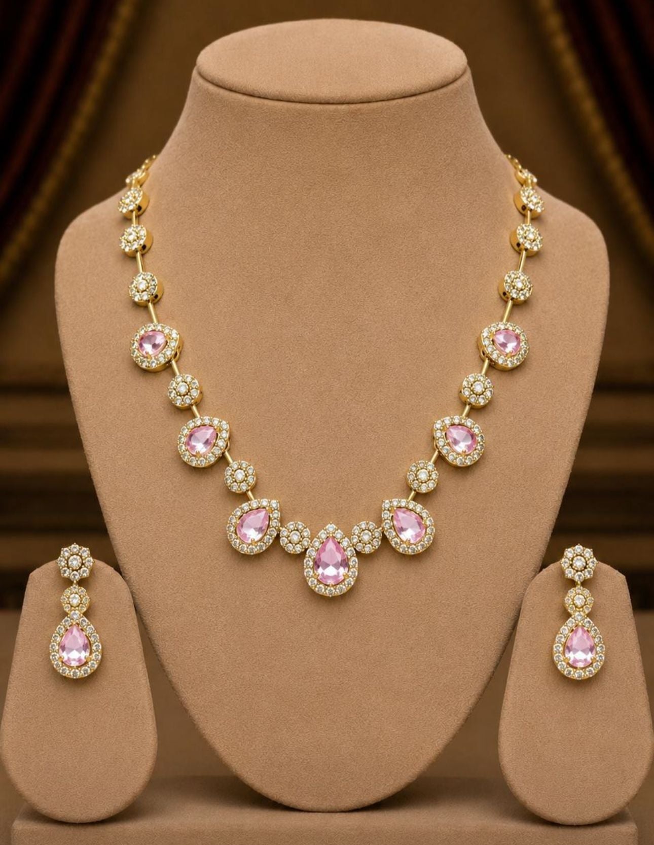 Gold-Tone Plated Pink Jewellery Set for Women in Berlin