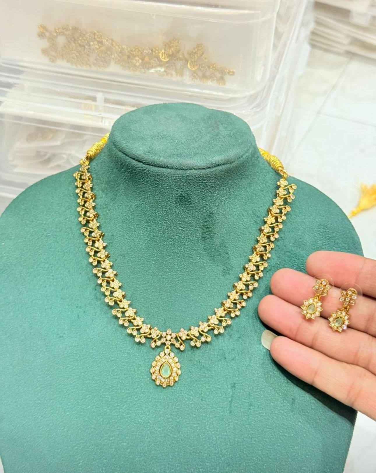 Gold Plated Wedding Jewellery LCT Stone Necklace Set for Women in Germany