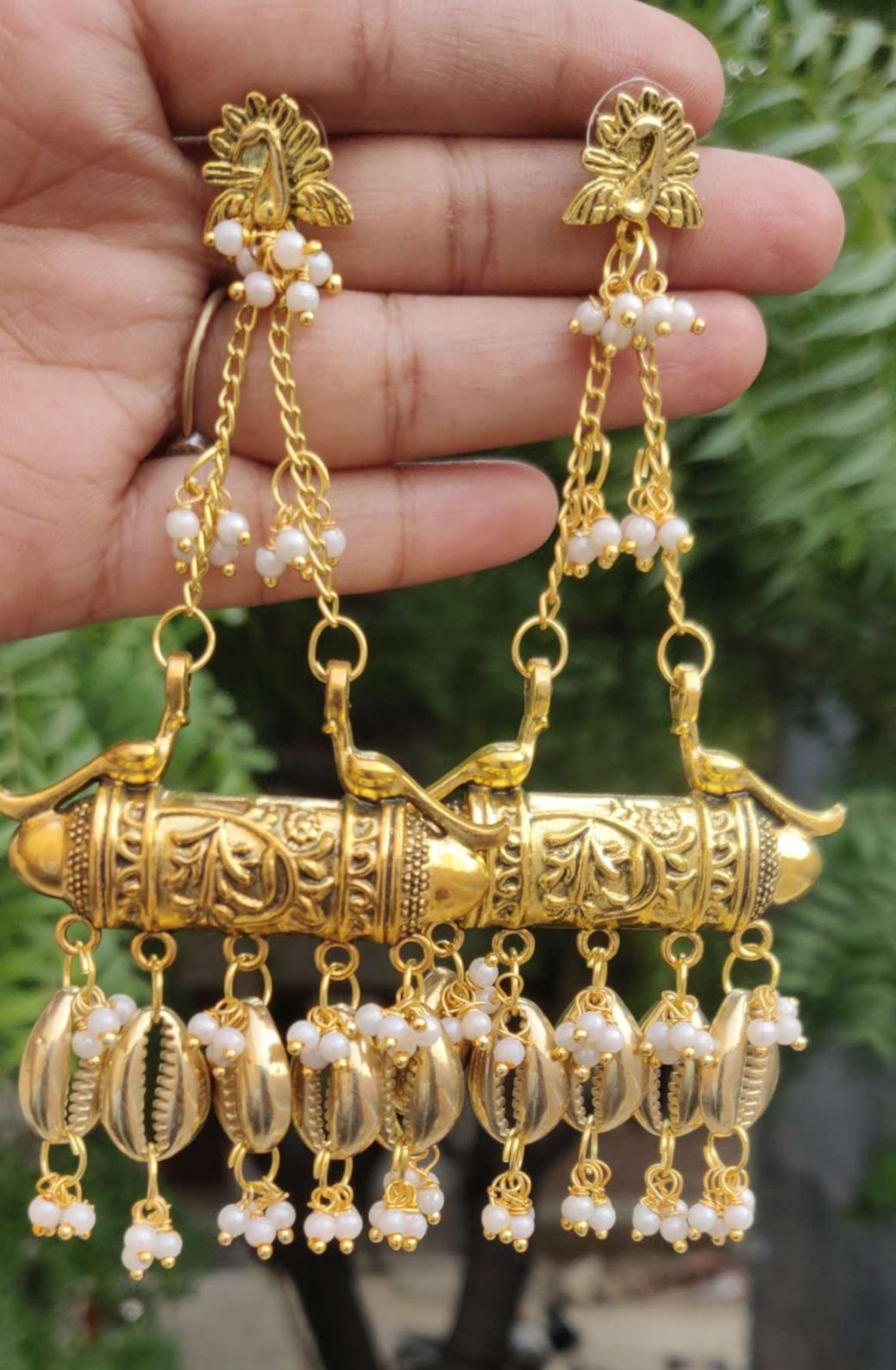 Stylish German silver gold plated designer lightweight dangler earring for women and girls in Germany