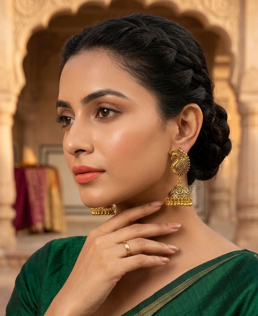 Traditional Royal Peacock Statement Jhumkas in Germany