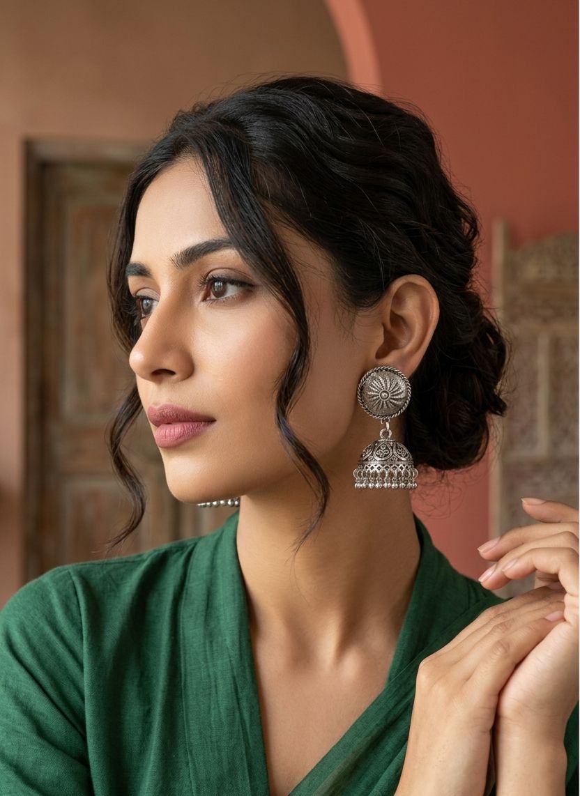 Oxidized Silver Jhumkas in Berlin