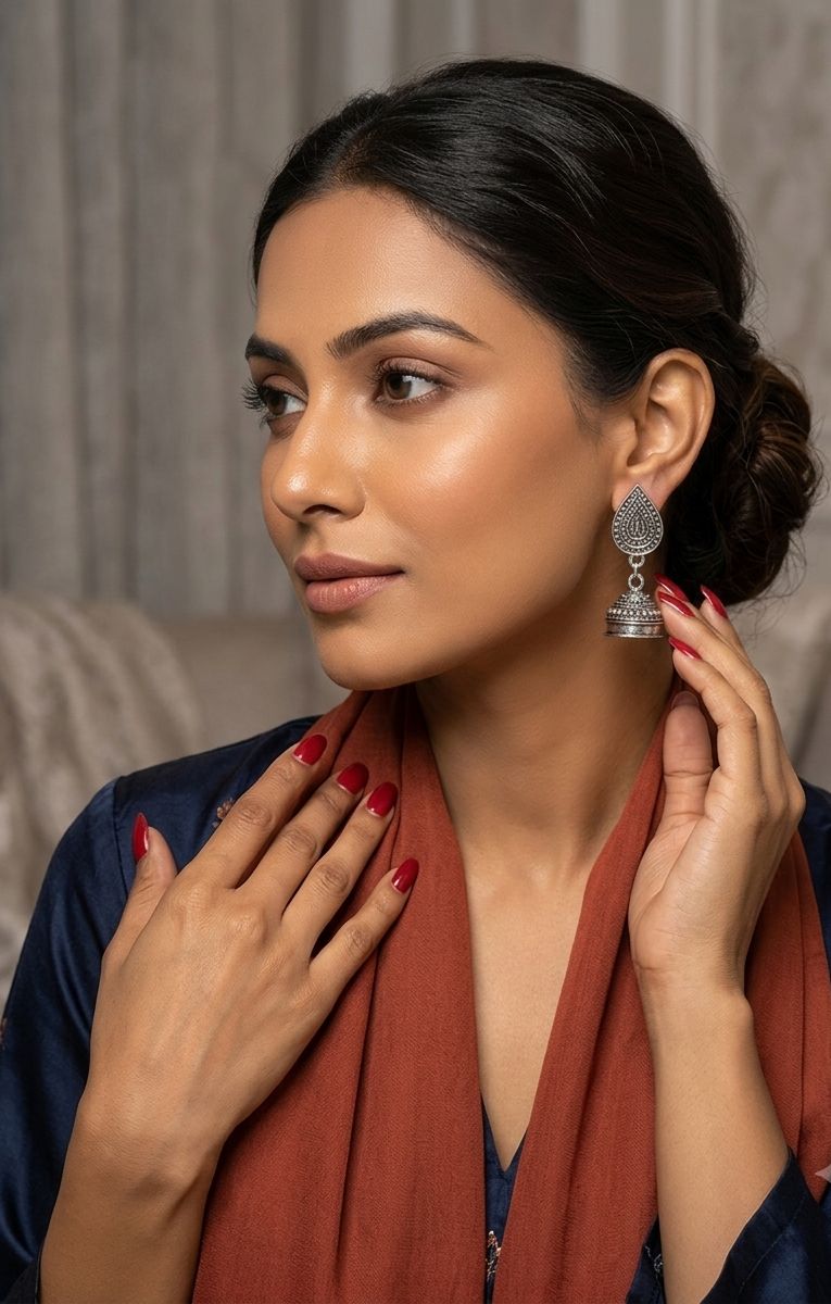 oxidized silver Jhumka earrings in Germany