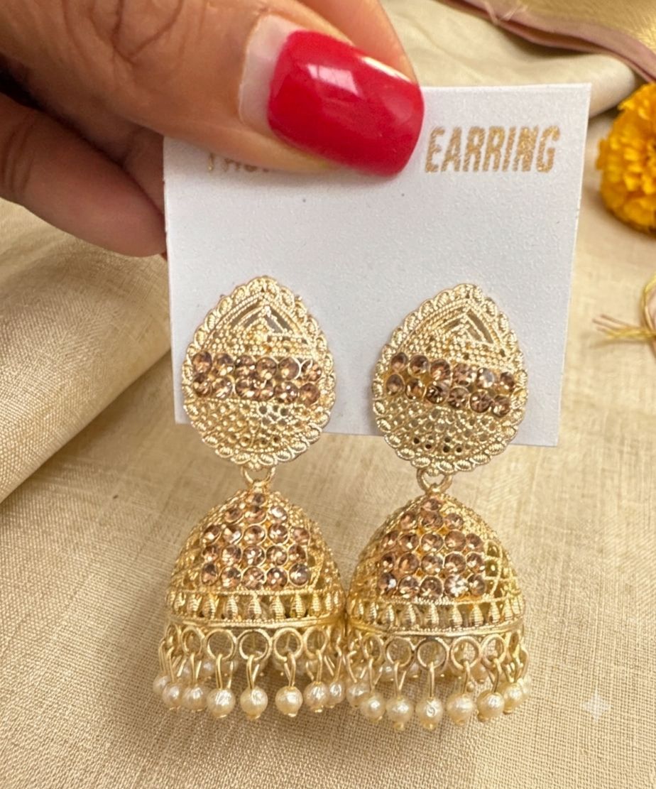 Golden Oxidised Jhumka Earring for Women in Germany