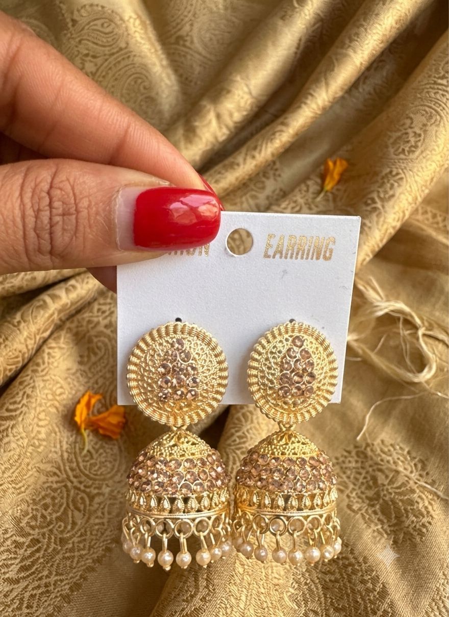 Golden Oxidised Jhumka Earring for Women in Germany