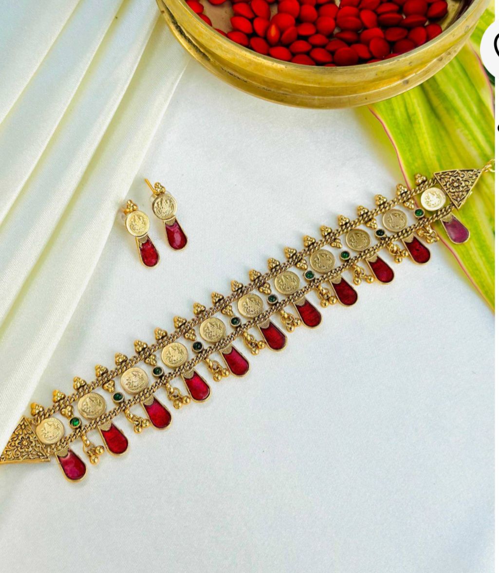 Traditional Palakka and Coin Two layer Choker Necklace in Germany