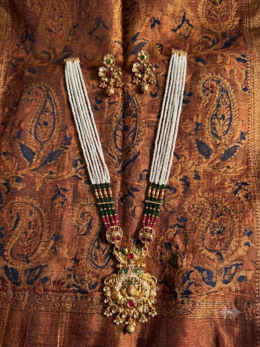 Gold-plated traditional rani haar necklace set and Drop Earrings in Berlin