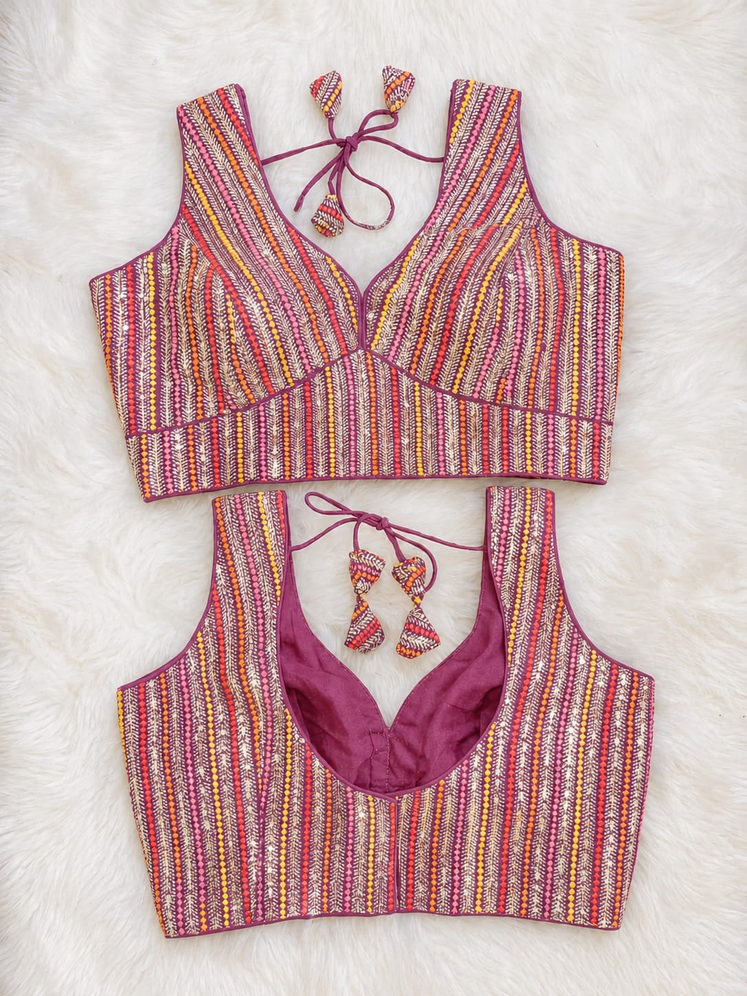Purple Georgette Blouse with Stunning Sequins Work in Germany