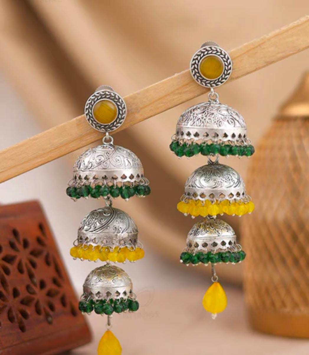 Silver Oxidized Jhumki Earrings in Germany