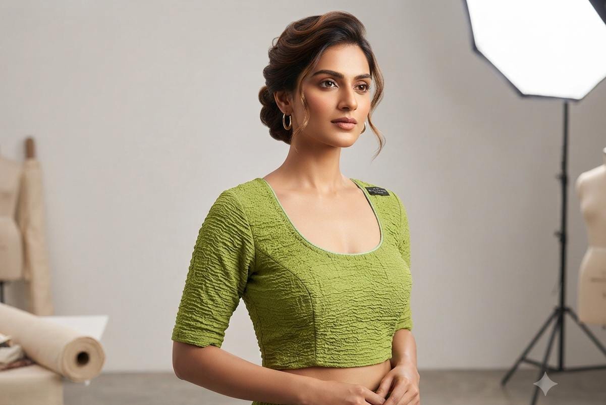 Pista green color premium strechabale blouse in Germany