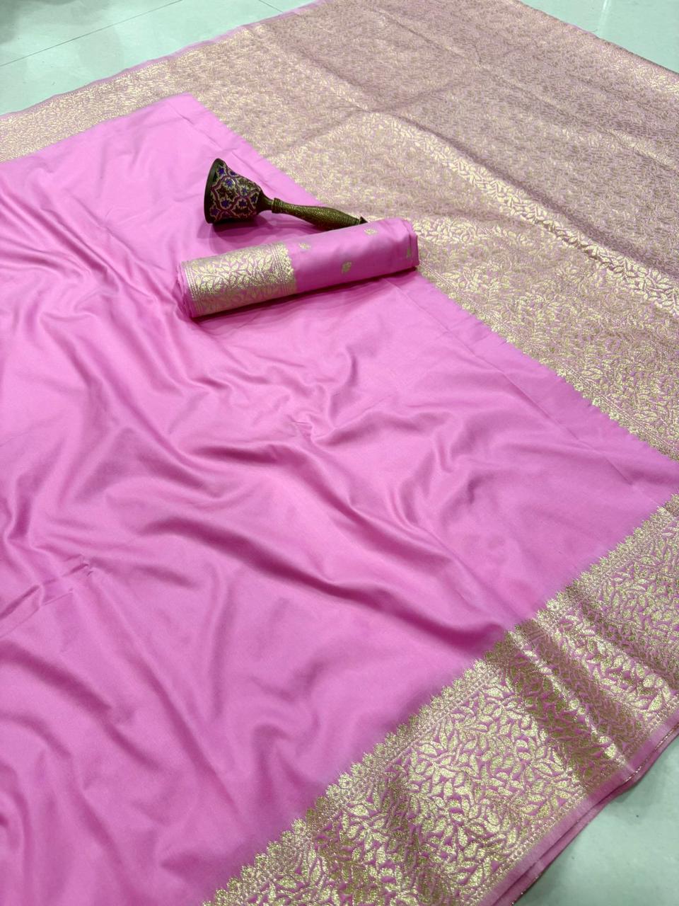 Pink Banarasi Silk Saree in Germany