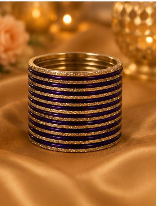 Traditional Purple and Gold Crystal Bangle Stack in Berlin