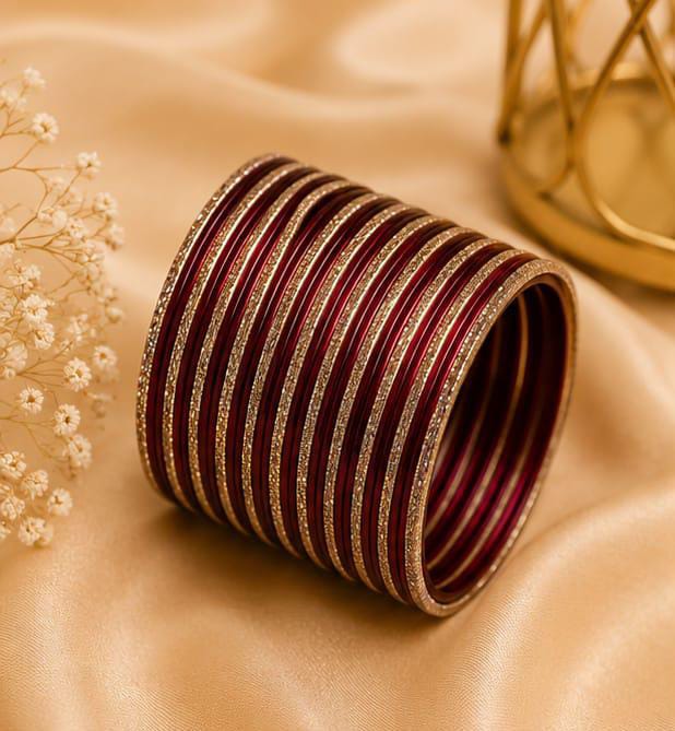 Traditional Maroon and Gold Indian Bangle Set in Berlin