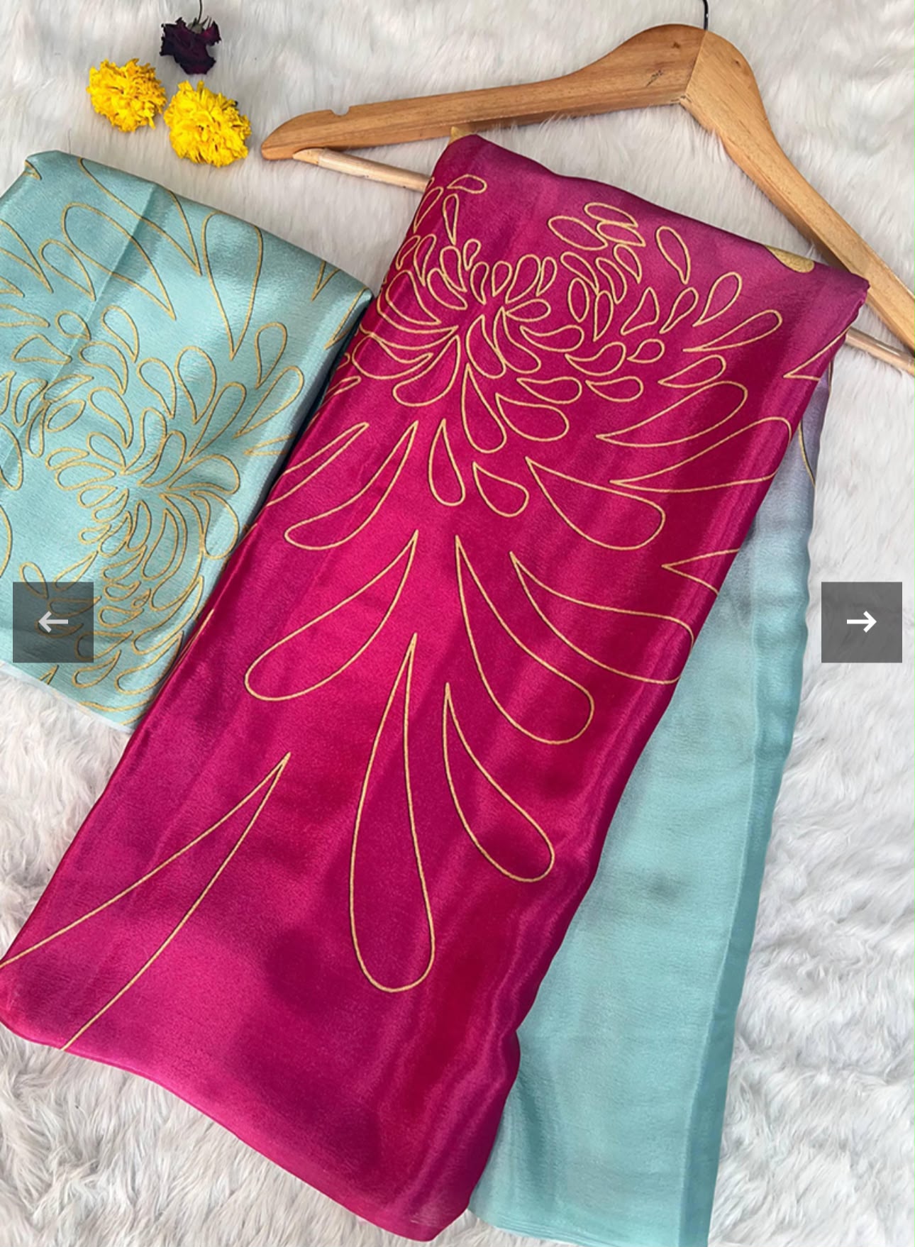 Chinon Silk Turquiose and Pink Casual Wear Digital Print Work Saree in Germany