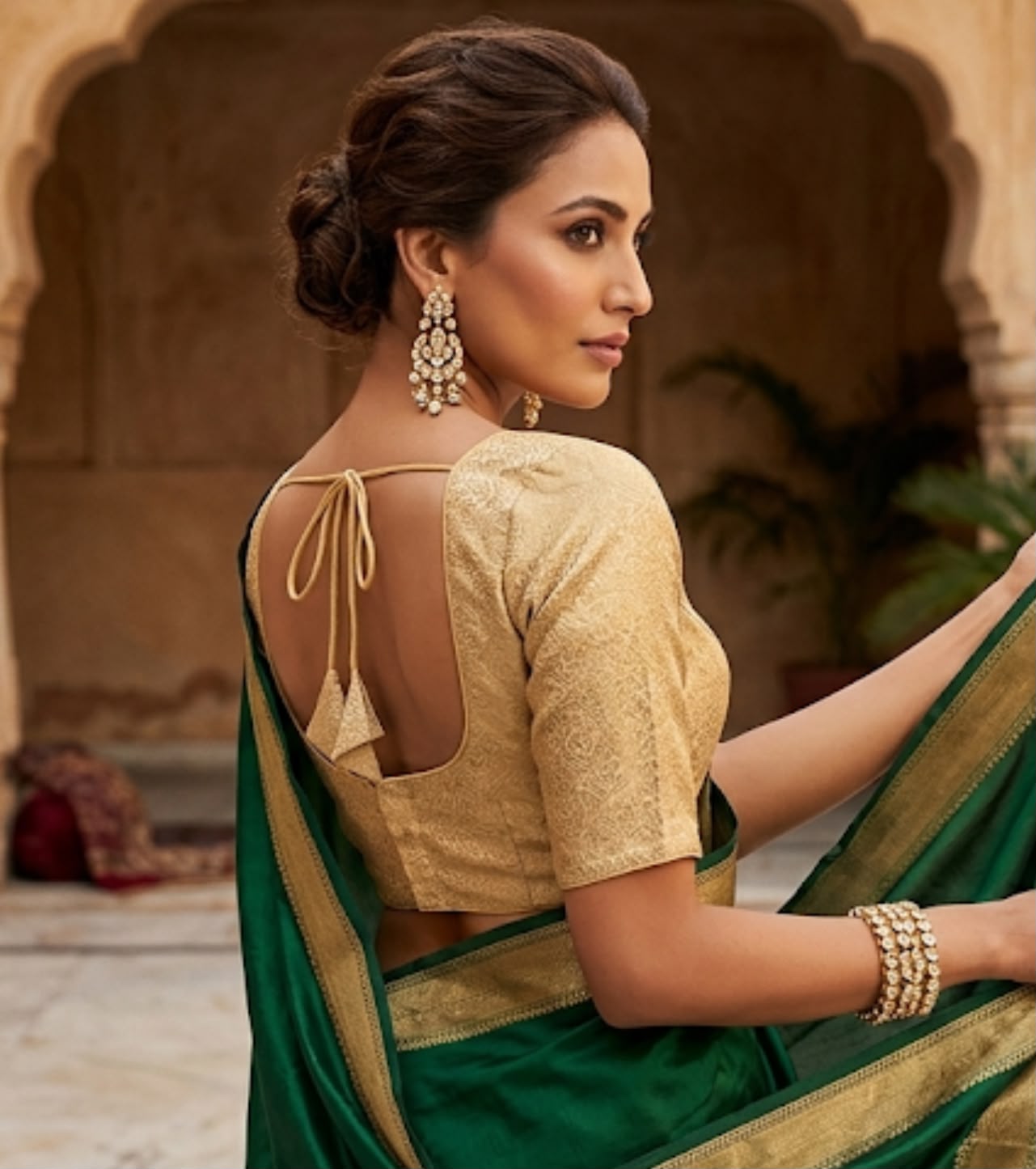 Golden Elegance Brocade Saree Blouse in Germany
