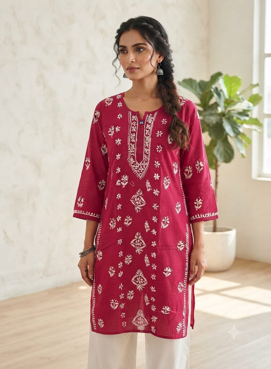 Elegant Maroon Straight Cotton Kurta in Berlin