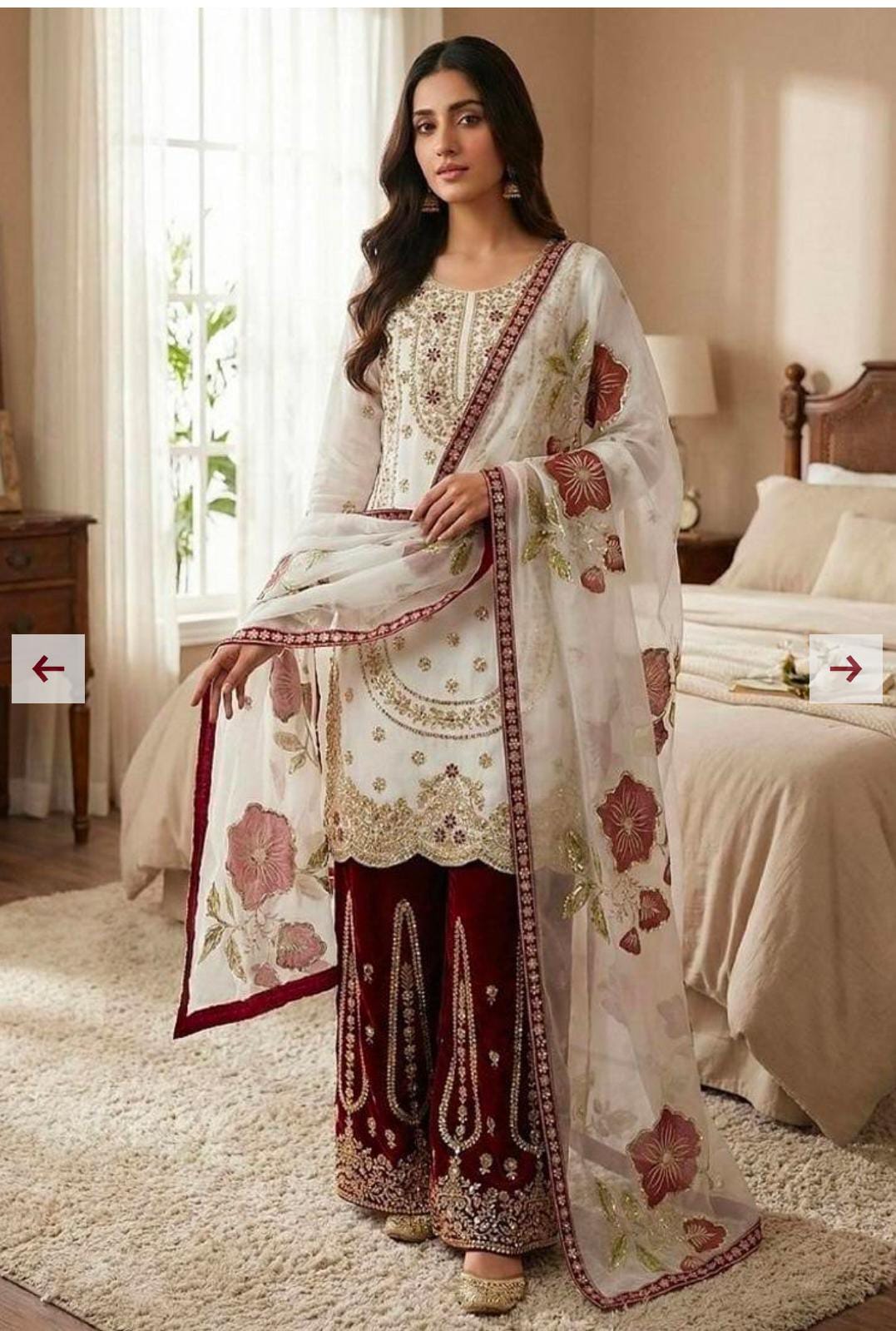 Pure GMY SILK With Heavy Embroidery Sequence Work Suit in Germany