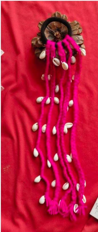 Handcrafted Boho Cowrie Shell Hair Braid Extension rubber band (Pink) in Germany