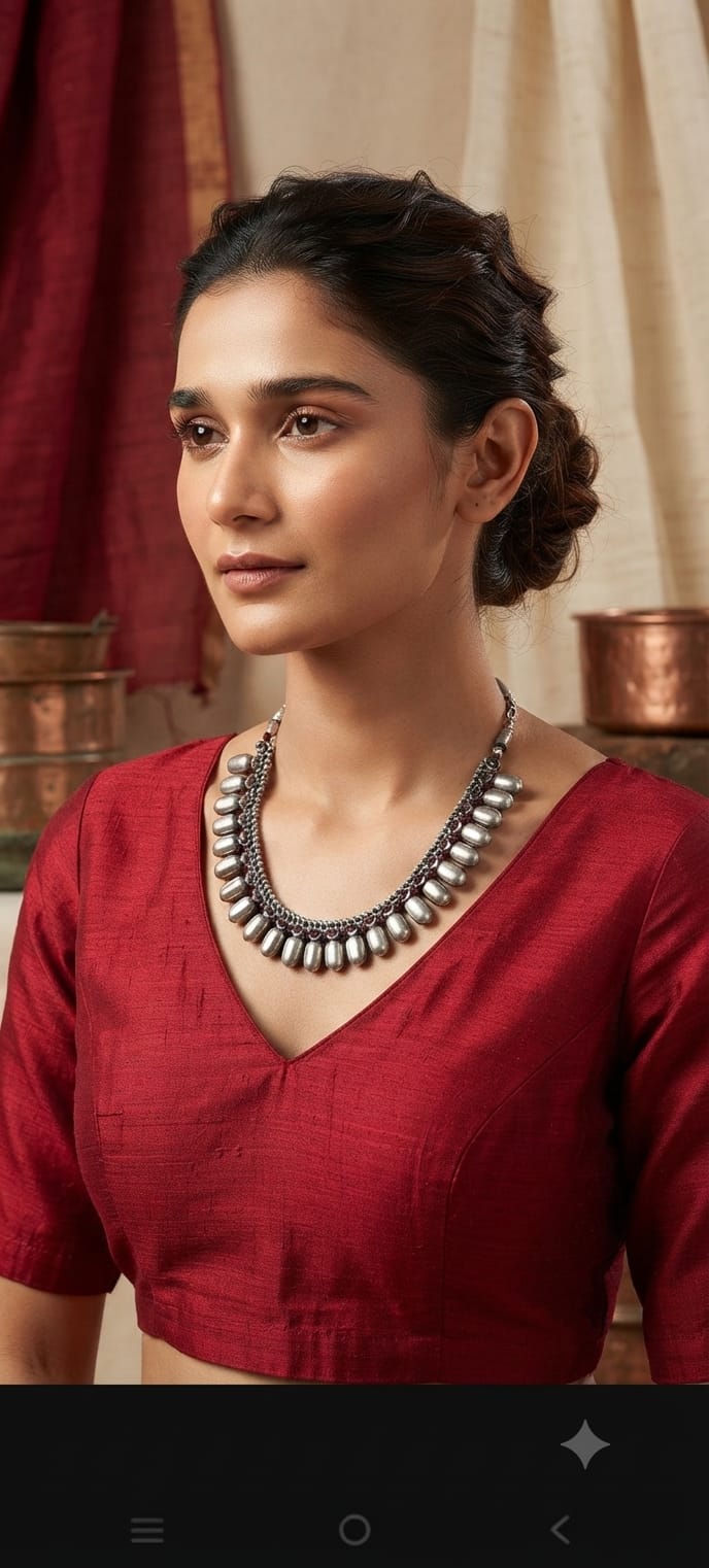 Indian traditional oxidized silver beaded collar necklace in Germany