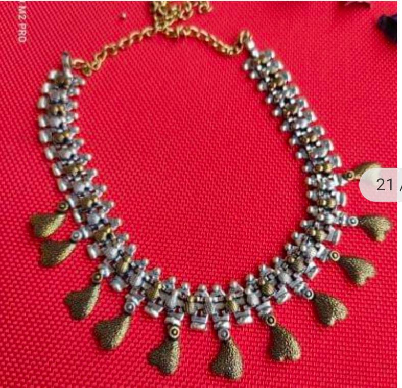 Dual-Tone Oxidized German Silver Choker Necklace in Germany