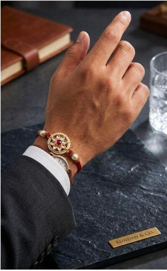 Premium Kundan Flower Rakhi Bracelet in Germany