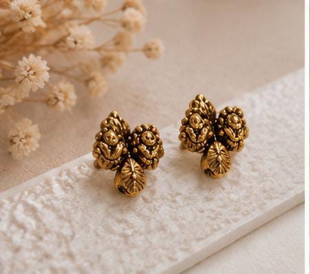 Antique Gold Replica Inverted Leaf Choker Necklace Set in Germany