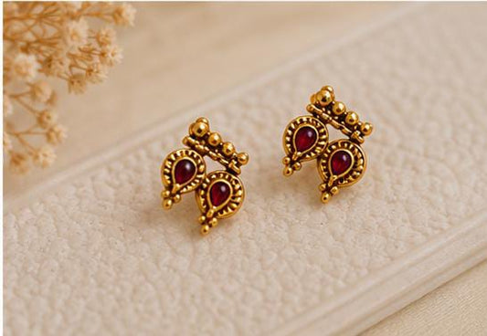 Traditional Antique Gold-Plated Choker Necklace & Earring Set - Neha Couture Indian Fashion