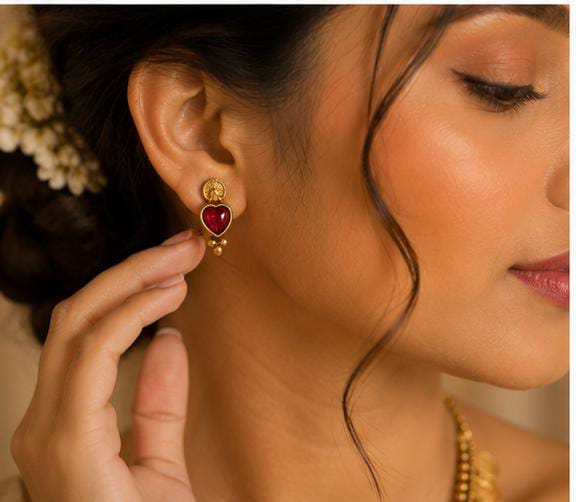 Elegant South Indian Temple Jewellery Set with Ruby Stones and Coin Details in Germany