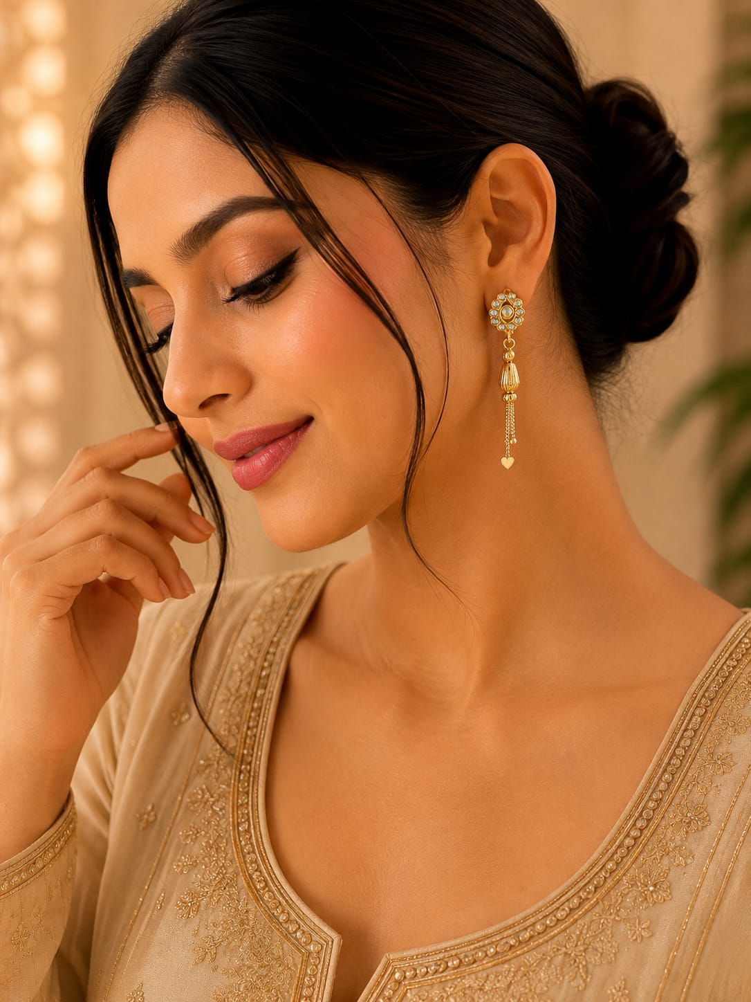 Gold drop earring in Berlin