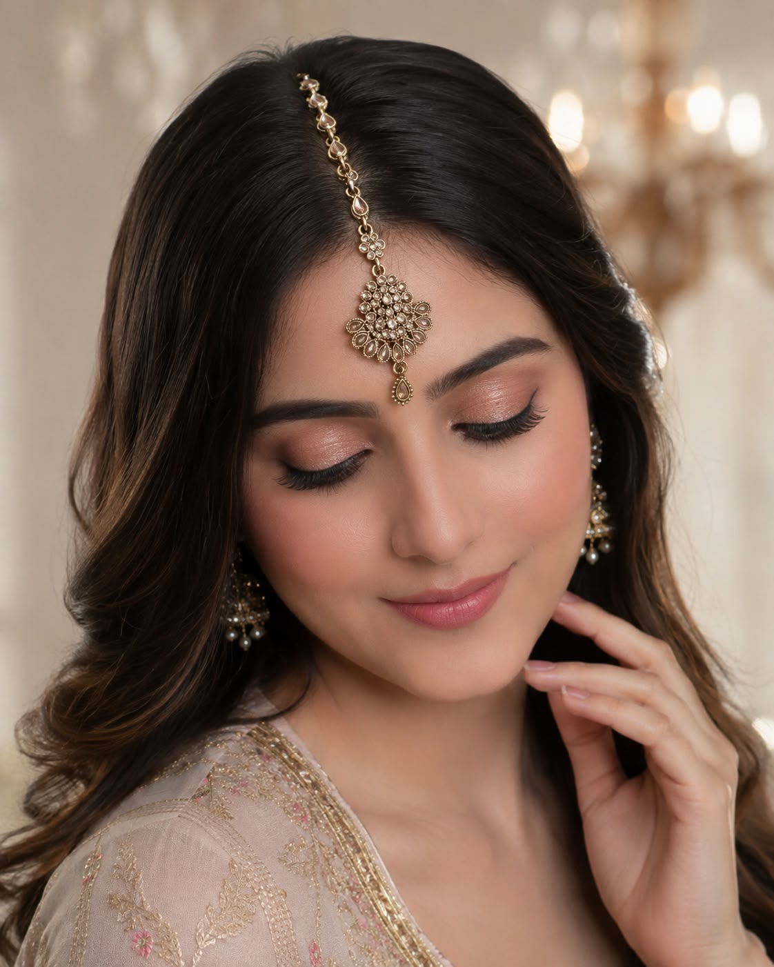 Elegant Traditional Indian Bridal Look with Maang Tikka in Germany