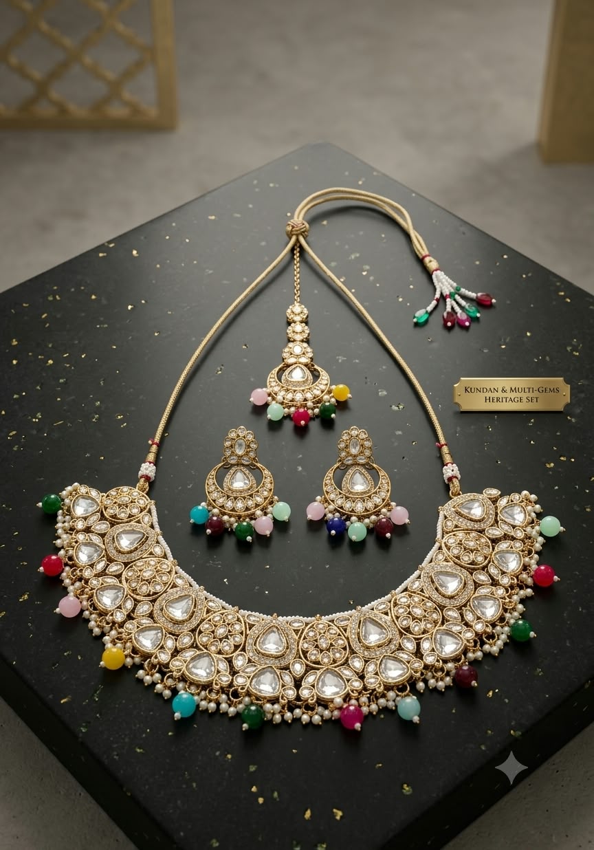 Traditional Indian Heritage Kundan & Multi-Gem Jewelry Set in Berlin