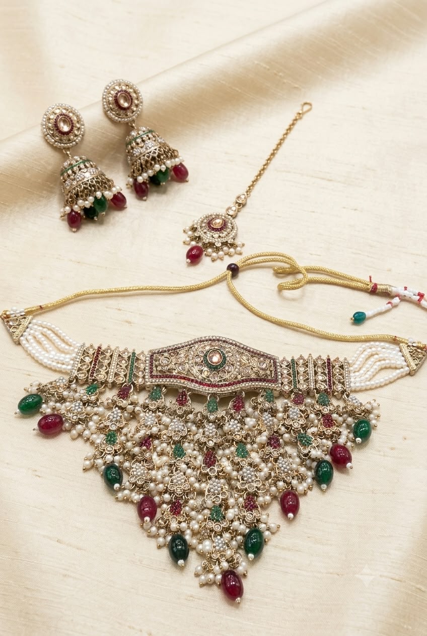 Traditional Jadau Kundan choker necklace set in Berlin