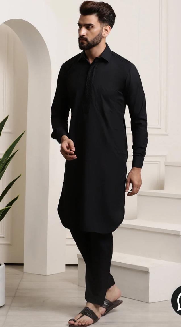 Men's Cotton Black Pathani Set in Germany