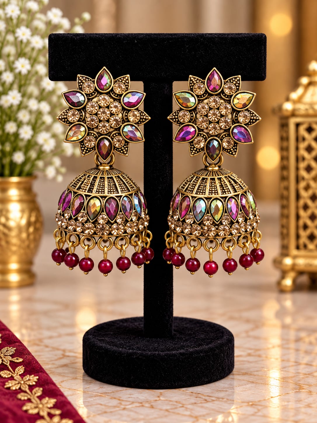 Traditional Multicolor Meenakari Jhumka Earrings in Germany