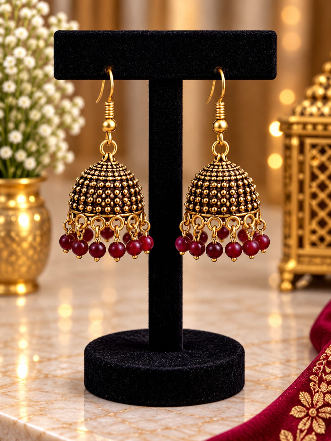 Traditional antique gold-plated jhumka earrings in Germany