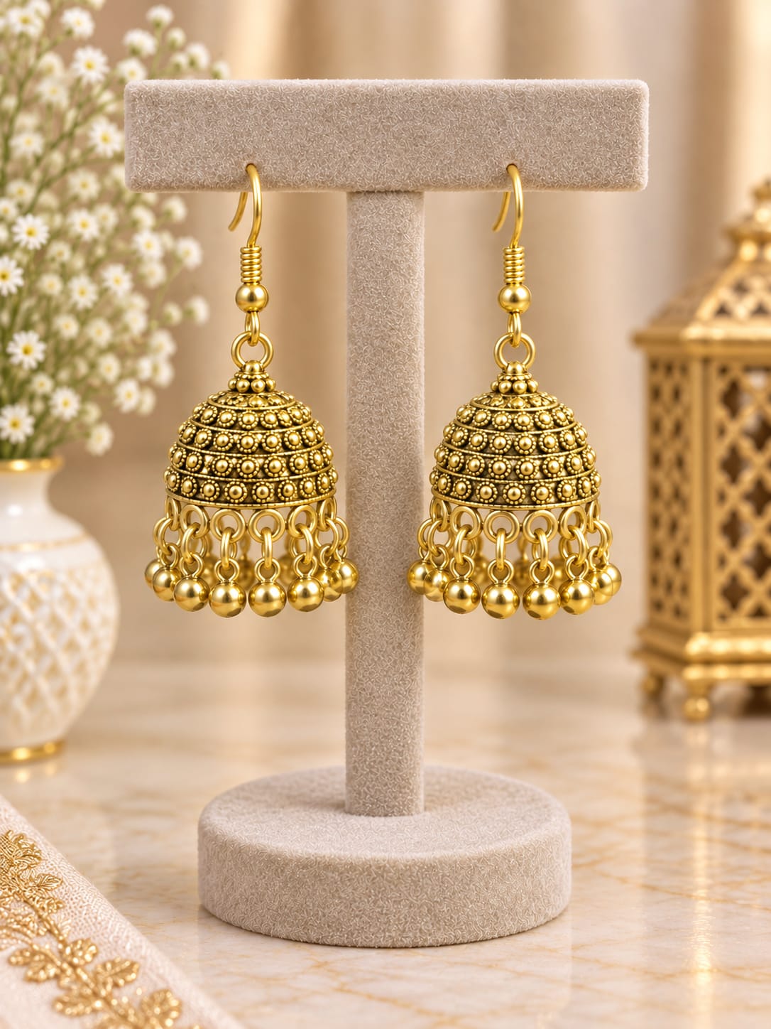 Traditional antique gold-plated jhumka earrings in Germany
