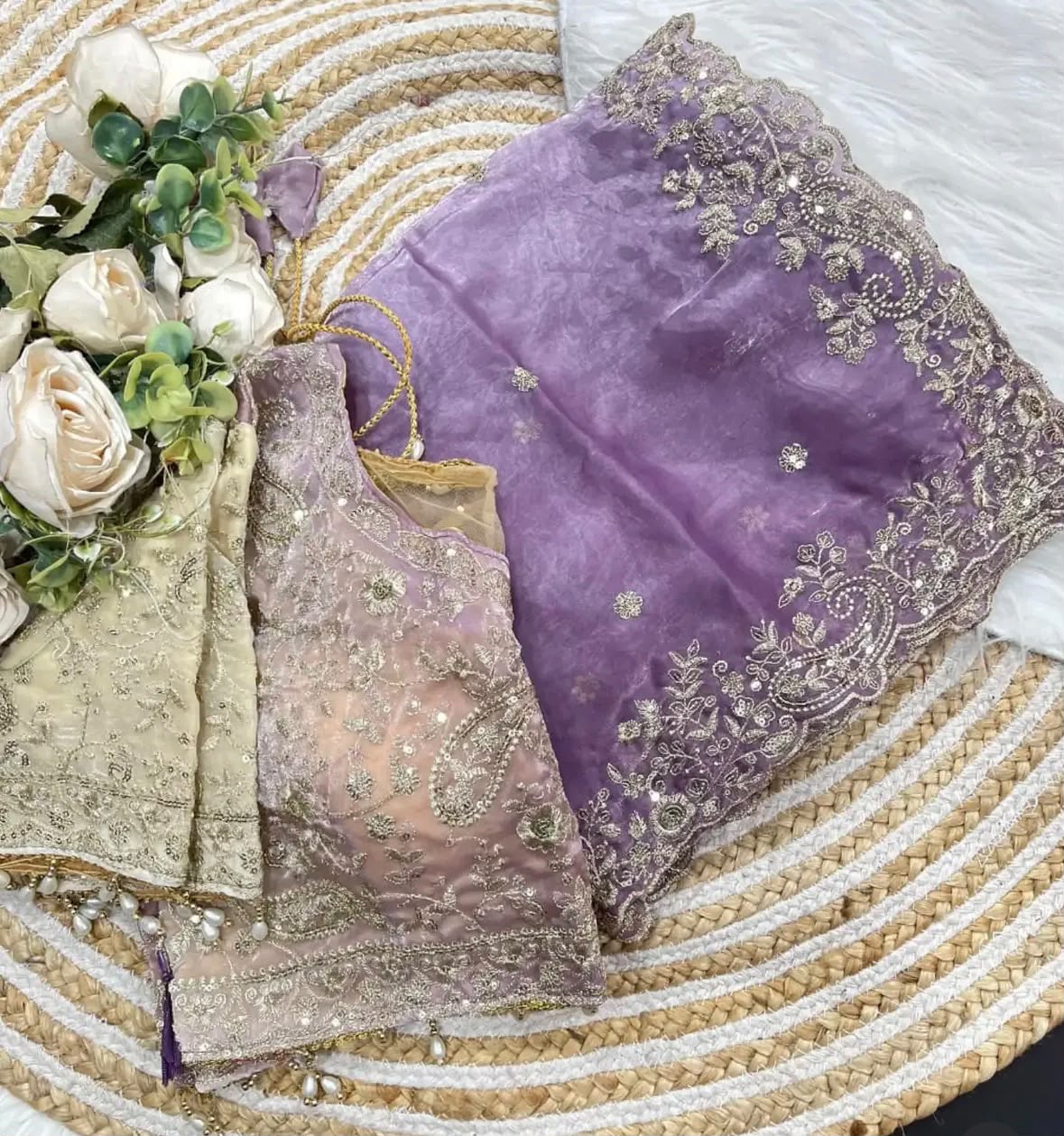 Shaded Ombre Designer Organza Saree and stitched Blouse in Germany