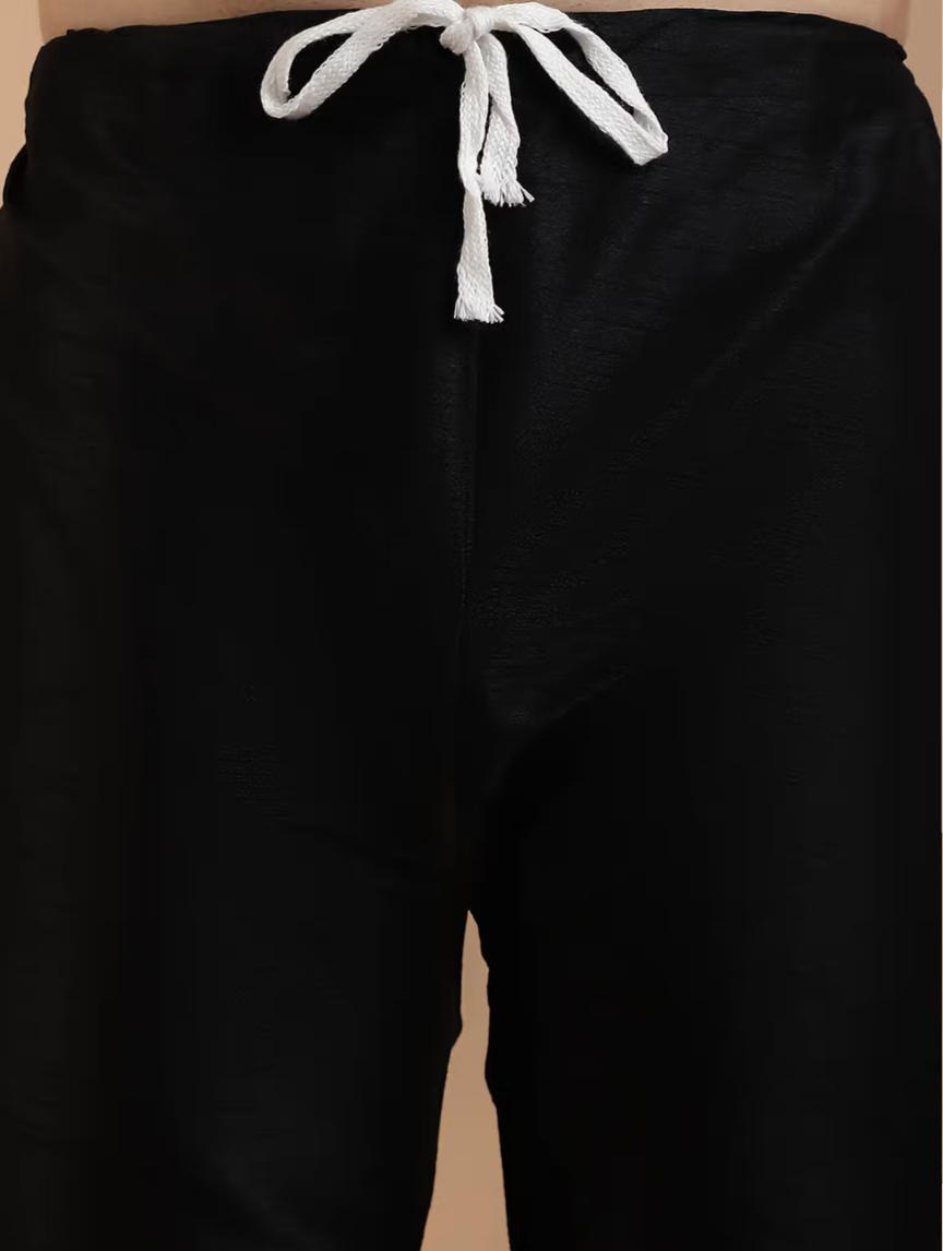 Mens Silk Blend Black Kurta Pyjama & Nehru Jacket in Berlin