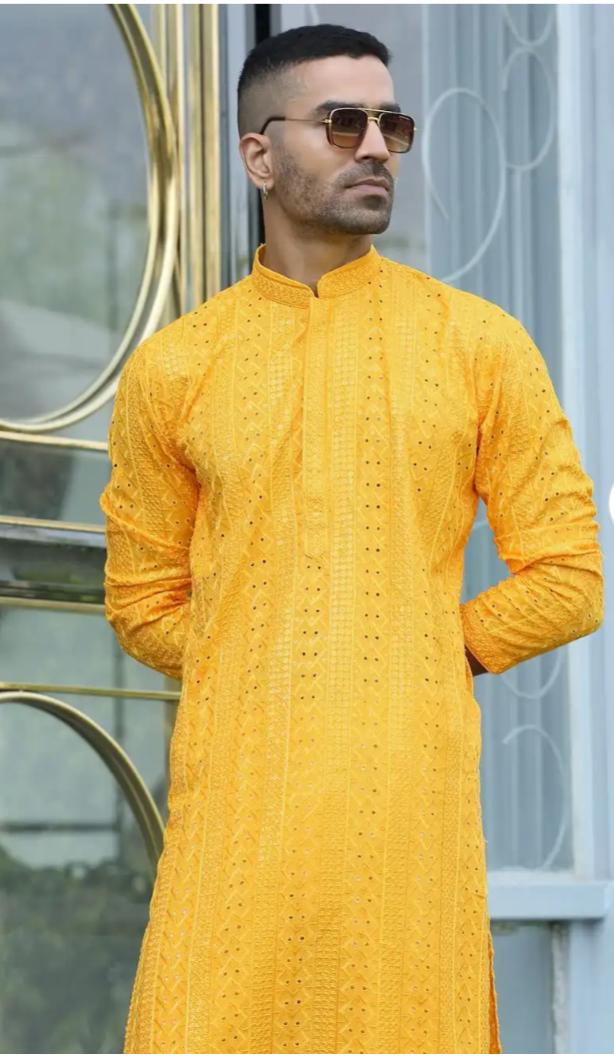 Men Woven Design Daily Straight Kurta and Pent in Germany