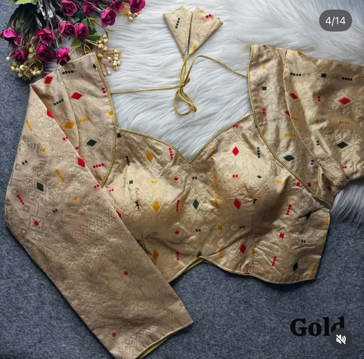 Banarasi Gold silk full sleeves blouse in Germany