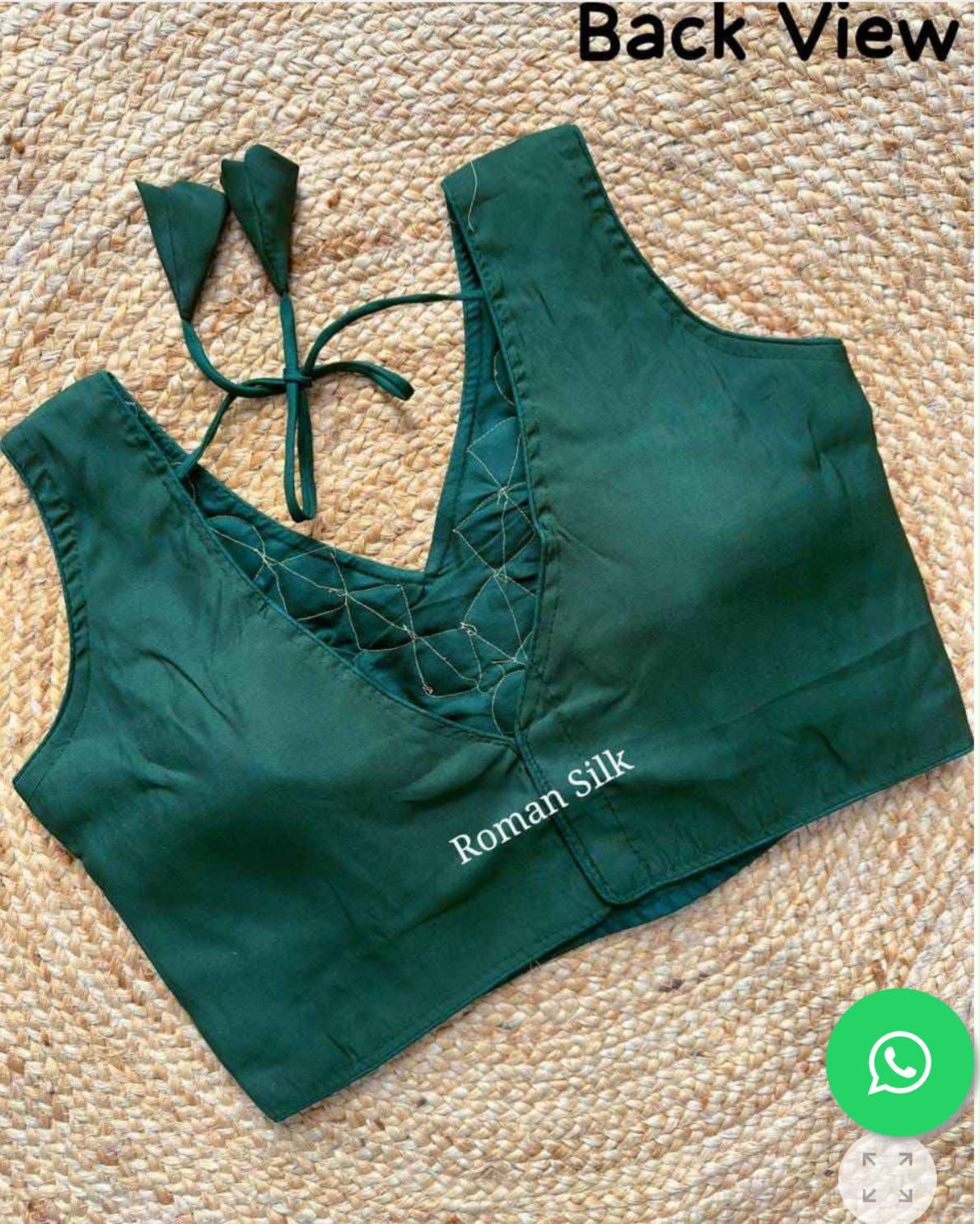 PURE ROMAN DARK GREEN SILK NAVRATRI SPECIAL REAL MIRROR BLOUSE IN GERMANY