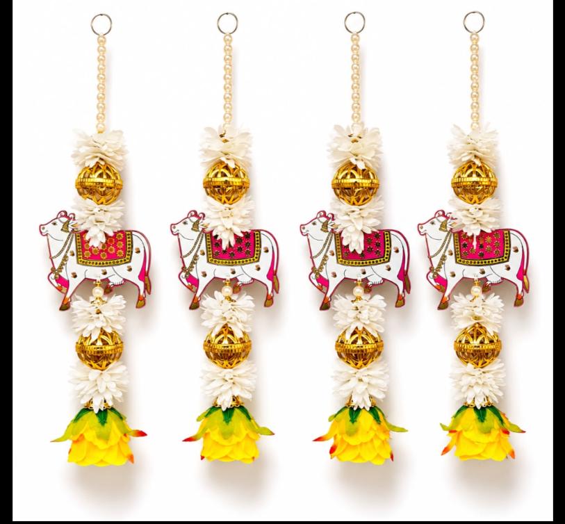 Traditional Pichwai Cow & Flower Decorative Door Hanging Strings (Latkan) in Germany
