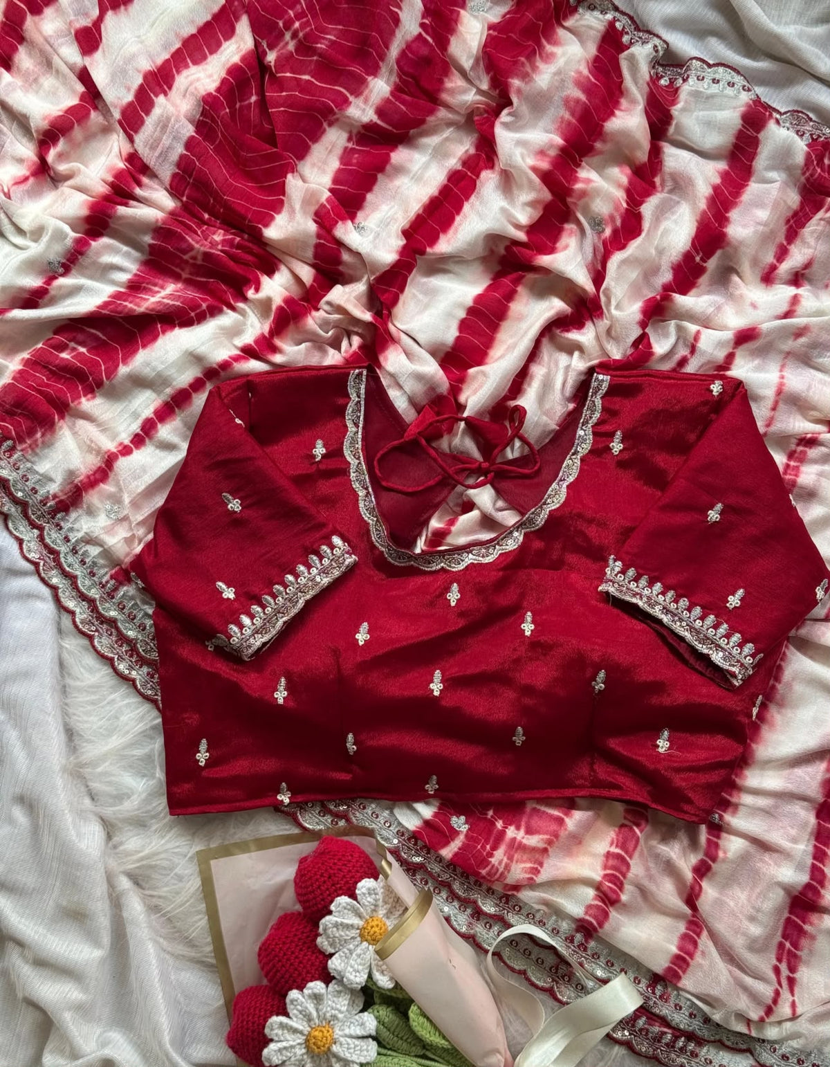 Soft chinnon shibori Tie & Die saree with stitched blouse in Berlin
