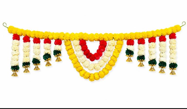 Traditional Artificial Marigold Flower Toran for Door Entrance in Germany