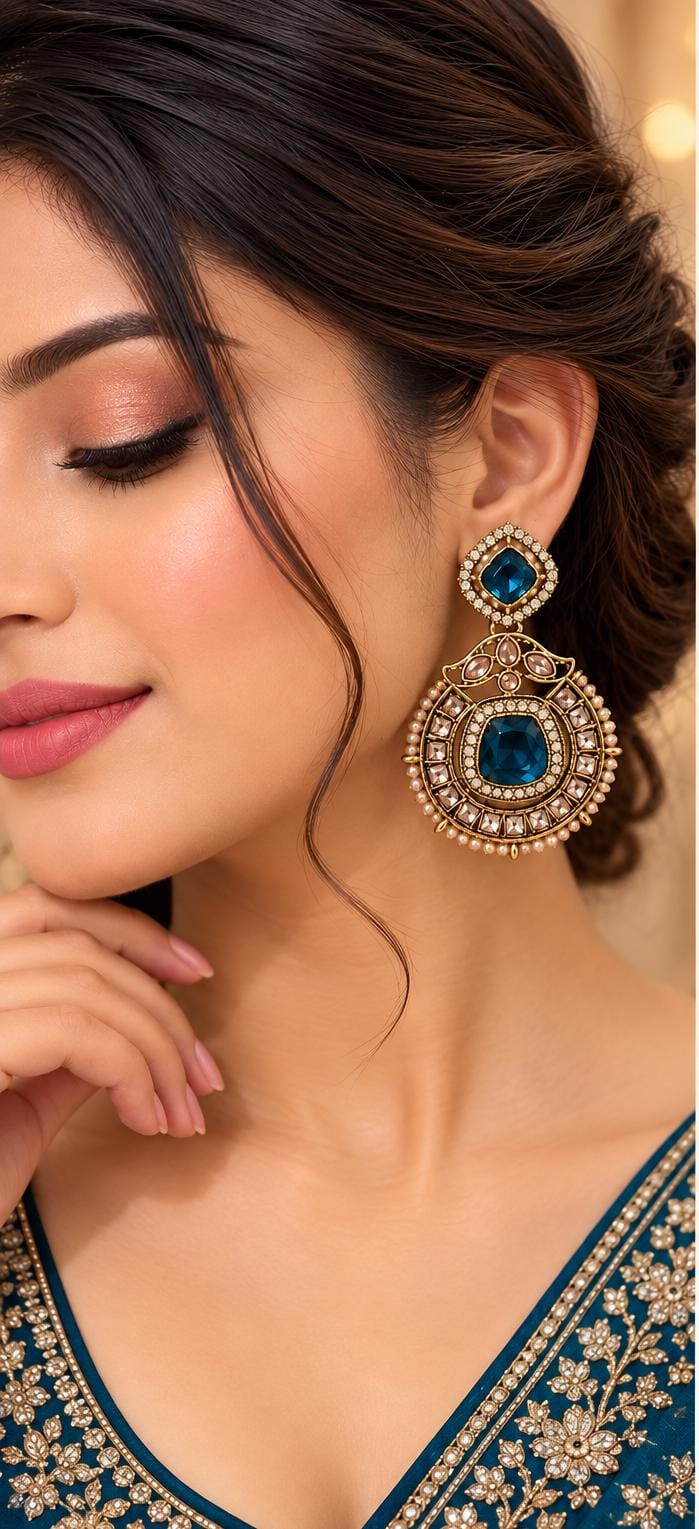 Antique gold-plated drop earring Blue in Germany