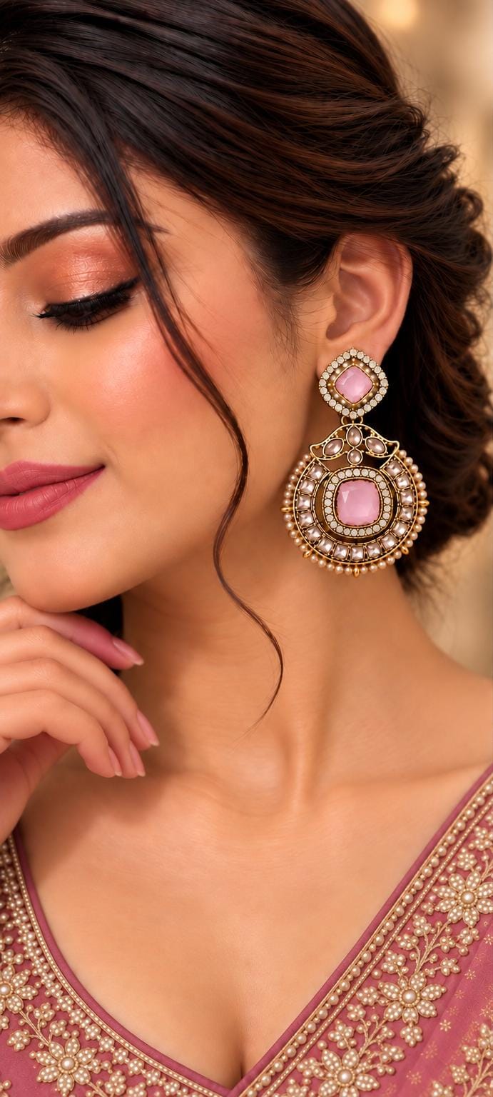 Antique gold-plated drop earring Baby Pink in Germany