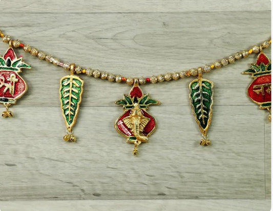 Handcrafted Metal Kalash and Leaves Toran Bandarwal - Neha Couture Indian Fashion